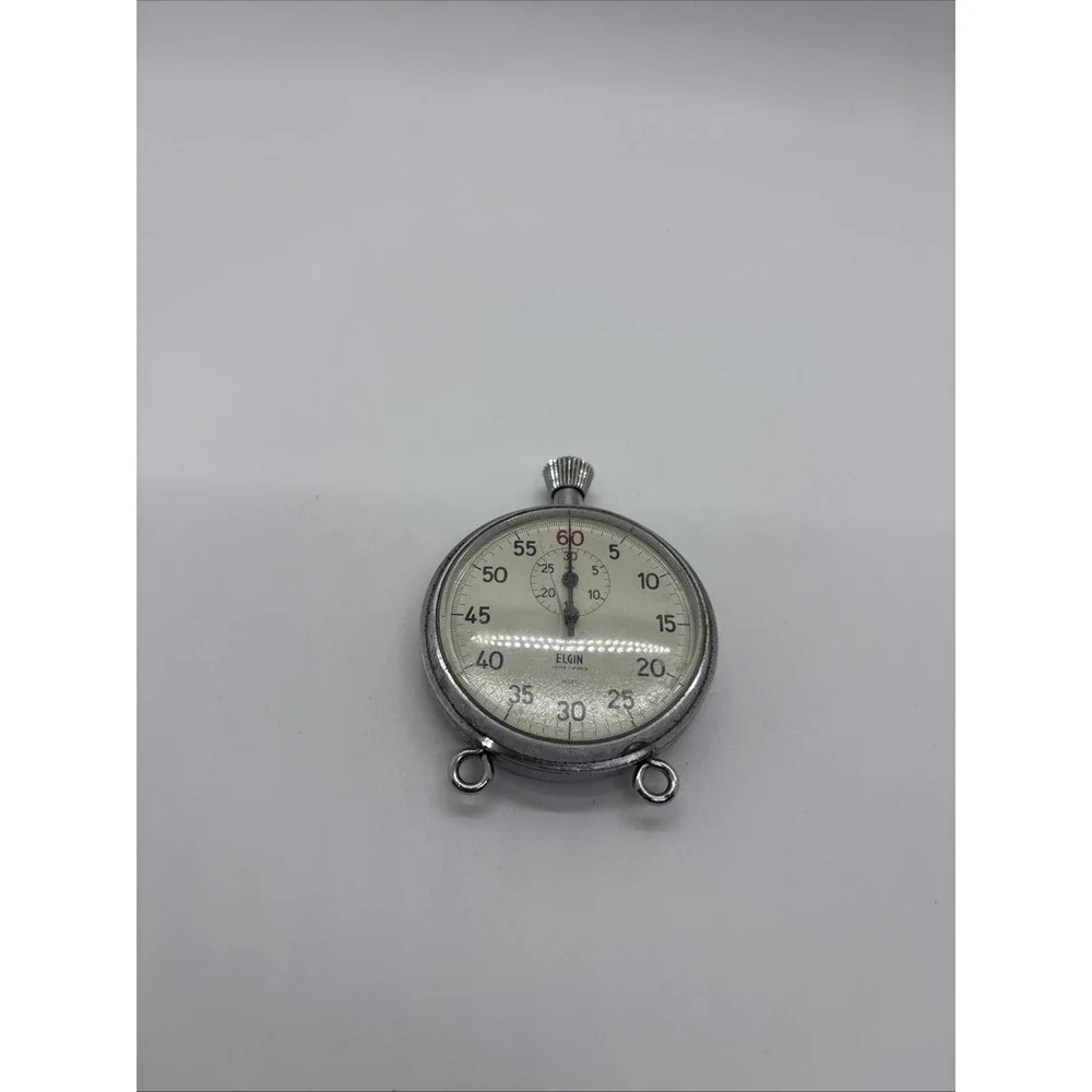 Elgin Lever 7 Jewels 1/5 Sec U.S. Govt 11d Stopwatch Military Cord Pouch WORKING